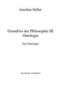 Grundriss der Philosophie III Ontologie