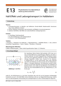 Hall-Effekt und Ladungstransport in Halbleitern