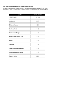 Agentur Punkte (Vorjahr) HEIMAT Berlin 55 (39) Leo Burnett 20 (4