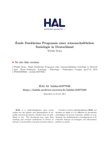 Émile Durkheims Programm einer wissenschaftlichen - Hal-SHS