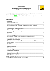 Curriculum für das Bachelorstudium Katholische Theologie an der