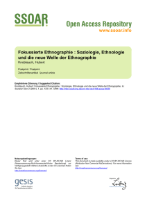 www.ssoar.info Fokussierte Ethnographie : Soziologie, Ethnologie