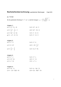 Nullstellenberechnung quadratischer Gleichungen pq