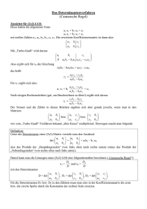 Das Determinantenverfahren (Cramersche Regel)