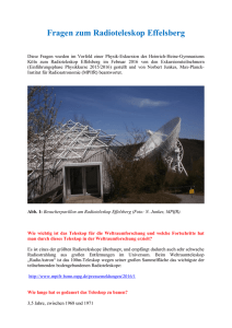 Fragen zum Radioteleskop Effelsberg