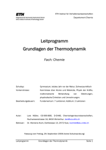 Leitprogramm Grundlagen der Thermodynamik