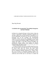 Hans-Jörg Schwenk Lexikalisch oder grammatisch? Sprachliche
