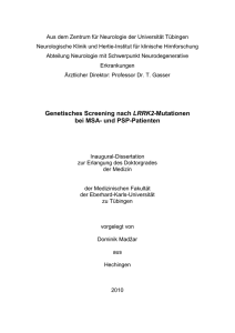 Genetisches Screening nach LRRK2-Mutationen bei MSA