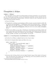 ¨Ubungsblatt 1: Eclipse