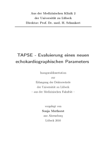 TAPSE - Evaluierung eines neuen echokardiographischen