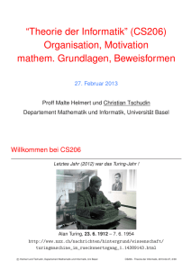 “Theorie der Informatik” (CS206) Organisation, Motivation mathem