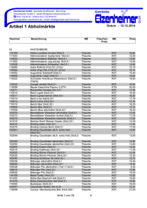 Preisliste Abholmarkt - Getraenke Elzenheimer