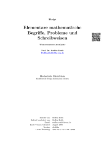 Elementare mathematische Begriffe, Probleme und Schreibweisen