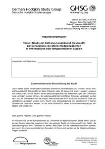 Patienteninformation Phase I Studie mit AVD plus Lenalidomid