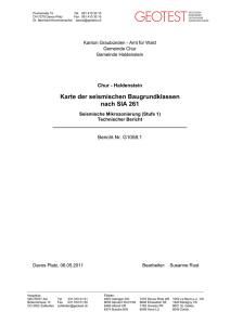 Karte der seismischen Baugrundklassen nach SIA 261