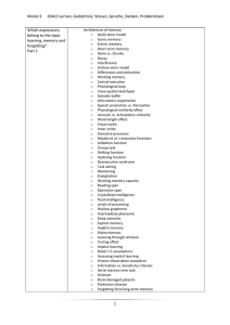 Modul 3 03413 Lernen, Gedächtnis, Wissen