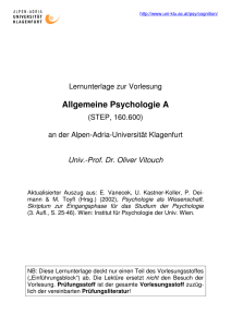 Allgemeine Psychologie A - Alpen-Adria