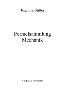 Formelsammlung Mechanik