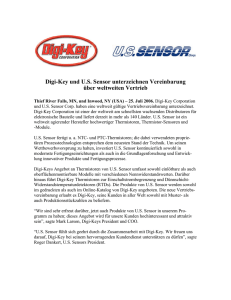 Digi-Key und U.S. Sensor unterzeichnen Vereinbarung über