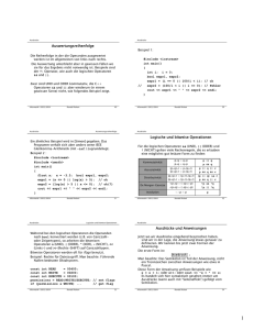 Auswertungsreihenfolge Logische und bitweise Operationen