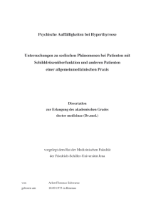 Psychische Auffälligkeiten bei Hyperthyreose Untersuchungen zu