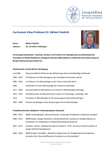 Curriculum Vitae Professor Dr. Bärbel Friedrich
