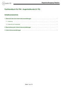 Fachhandbuch für F04 - Augenheilkunde (8. FS) Inhaltsverzeichnis