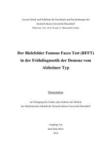 (BFFT) in der Frühdiagnostik der Demenz vom Alzheimer Typ