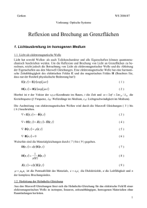 Reflexion und Brechung an Grenzflächen - KIT