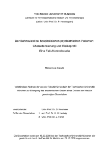 Der Bahnsuizid bei hospitalisierten psychiatrischen