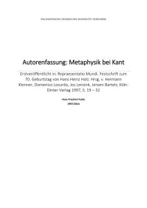 Autorenfassung: Metaphysik bei Kant