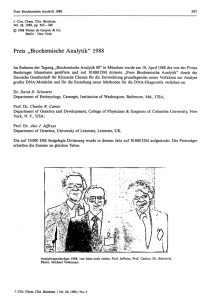 Preis „Biochemische Analytik" 1988