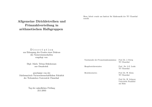 Allgemeine Dirichletreihen und Primzahlverteilung in arithmetischen