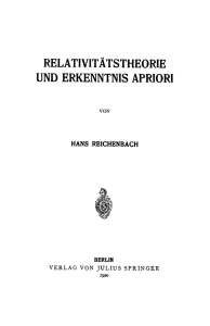 RELATIVITÄTSTHEORIE UND ERKENNTNIS APRIORI