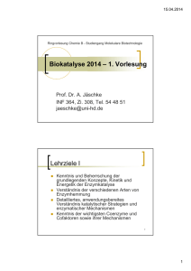 Biokatalyse 2014 – 1. Vorlesung Lehrziele I