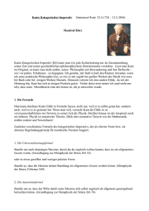 Kants Kategorischer Imperativ (Immanuel Kant 22.4.1724 – 12.2