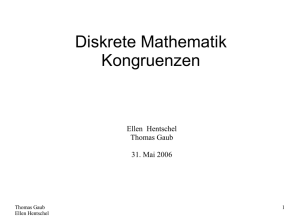 Diskrete Mathematik Kongruenzen - schelthoff.fh