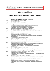 Werkverzeichnis Dmitri Schostakowitsch (1906