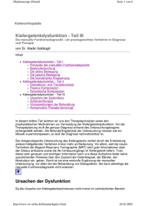 Kiefergelenkdysfunktion, Teil III - sw