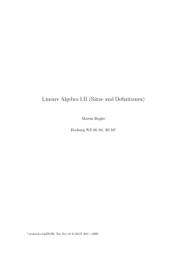 Lineare Algebra I,II (Sätze und Definitionen)