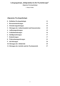Allgemeine Psychopathologie - Heilpraktikerausbildung