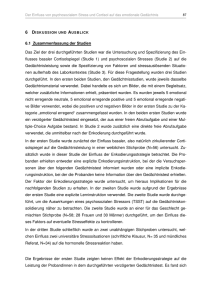 Der Einfluss von psychosozialem Stress und Cortisol auf das