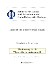 Einführung in die Theoretische Astrophysik 2016