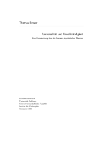 Thomas Breuer Universalität und Unvollständigkeit