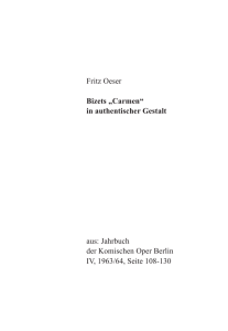 Fritz Oeser Bizets „Carmen“ in authentischer Gestalt aus: Jahrbuch