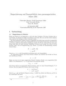 Magnetisierung und Suszeptibilität eines paramagnetischen Salzes