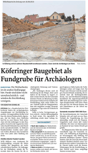 Köferinger Baugebiet als Fundgrube für Archäologen
