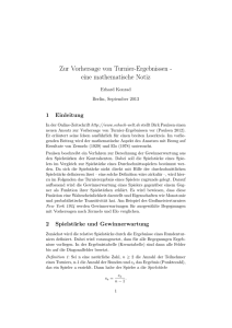 Zur Vorhersage von Turnier-Ergebnissen - eine - TU