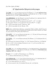 §7 Algebraische Körpererweiterungen