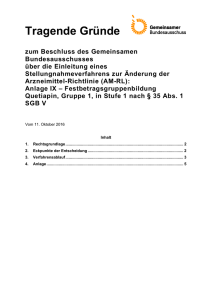 Tragende Gründe - Gemeinsamer Bundesausschuss